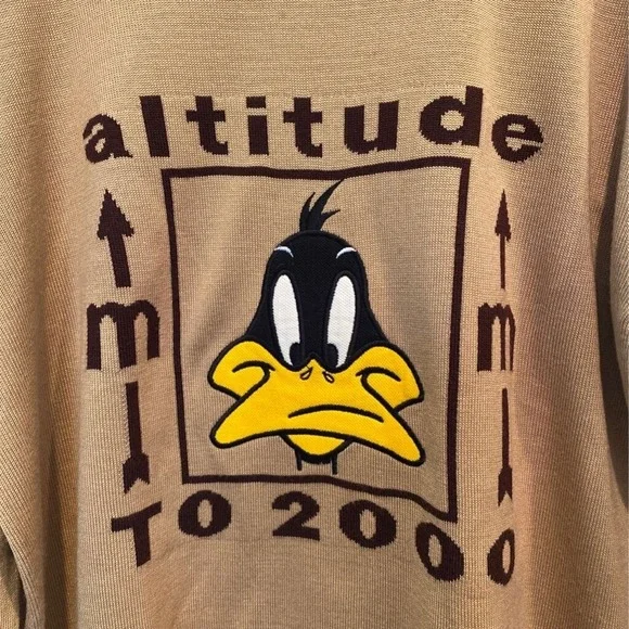 VTG JC De Castlebajac Sweater Mens M Tan Daffy Duck Altitutde To 2000 Italy M